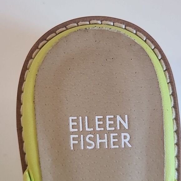 Eileen Fisher Bene Leather Platform Puffy Wedge Sandals Citrus Nappa Size 6 - Picture 14 of 15